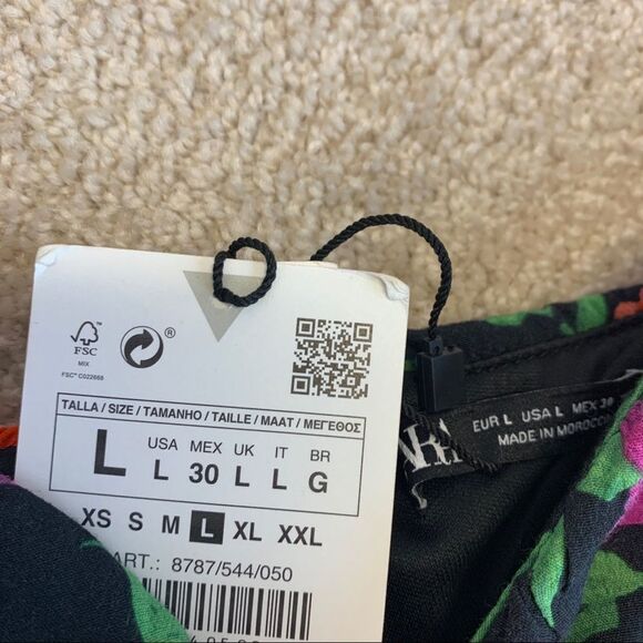 Zara purple red black off the shoulder puffsleeve mini dress Sz L NWT - Picture 8 of 11